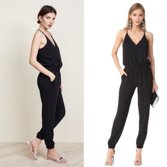 Amanda Uprichard Pants - Amanda Uprichard Jumpsuit Sz S Madison Sleeveless Crepe V-Neck Black